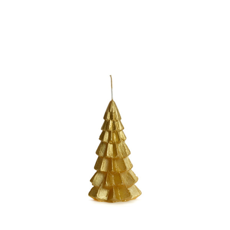 Rustik Lys - kerstboom kaars goud - 12 cm