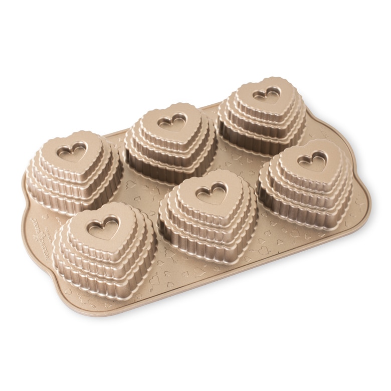 Nordic Ware - Tiered Heart Cakelets - bakvorm - 6 stuks