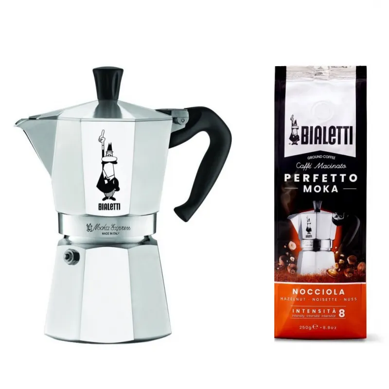 Bialetti Moka Express 3-kops Percolator - 130 ml - 250 gram koffie