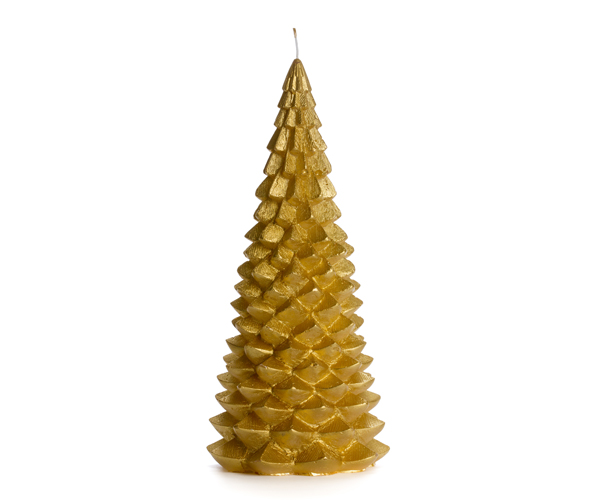 Rustik Lys - Kerstboom kaars goud - 30 cm