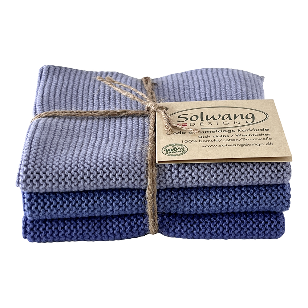 Solwang Design - vaatdoekjes set van 3 - Cornflowerblue combi