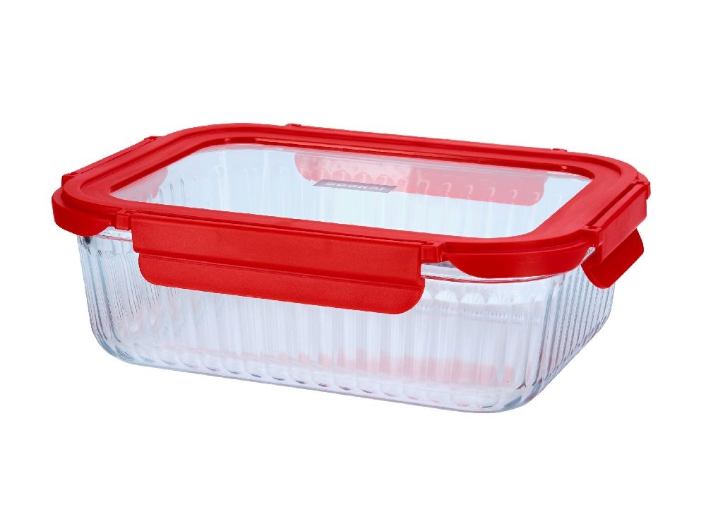 Ovenschaal met Deksel, 0.64 L, Rood, Glas, Kunststof - Cookai